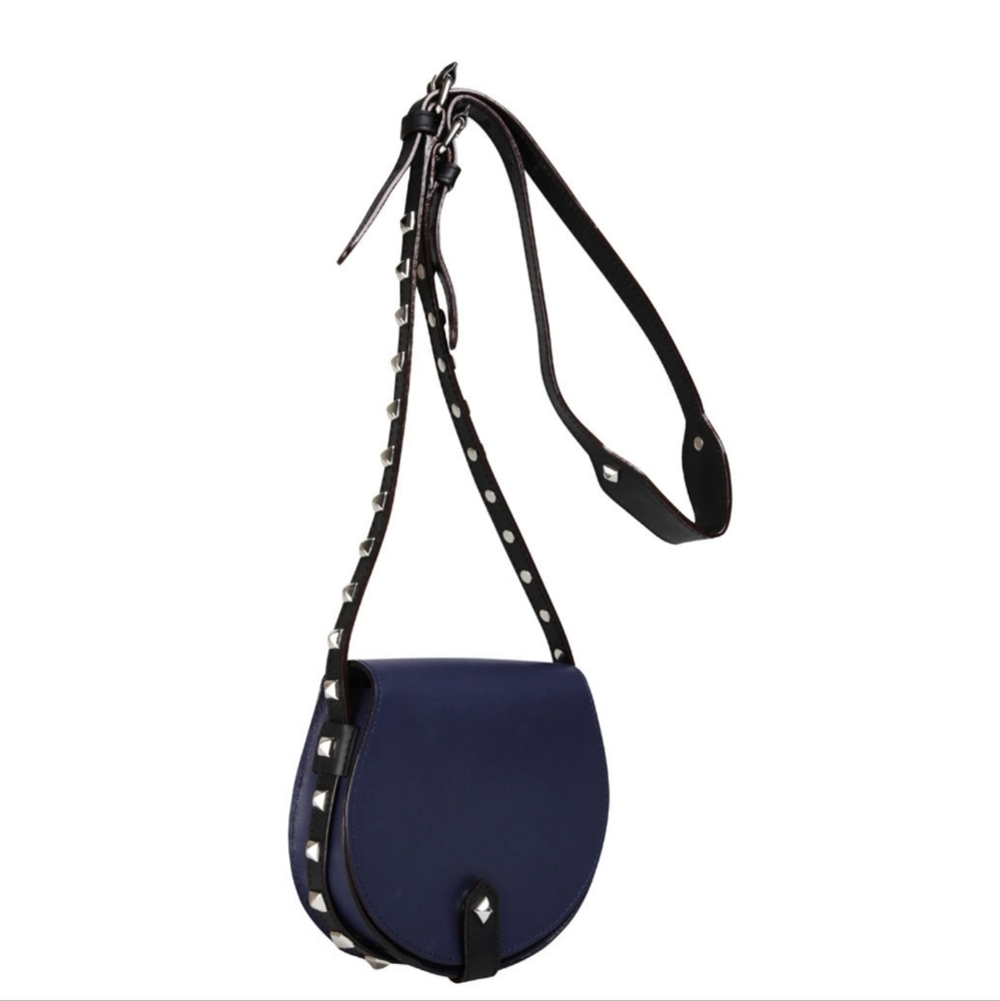 Rebecca Minkoff navy Blue skylar silver studded crossbody bag purse handbag - Picture 10 of 10
